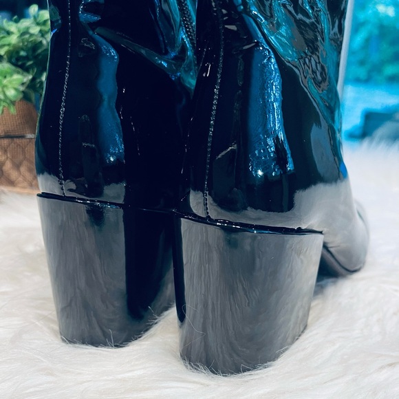 The Kooples Black Patent Leather Block Heel Ankle Boots - Picture 5 of 12